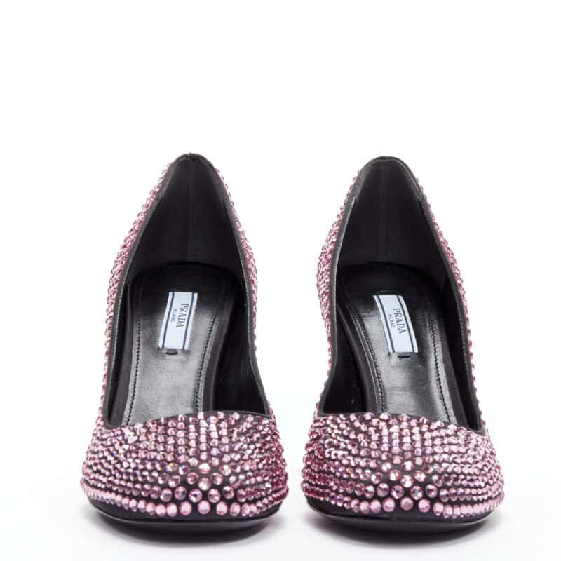 Prada Crystal Pink Pumps Pink Leather Never worn - Inside View