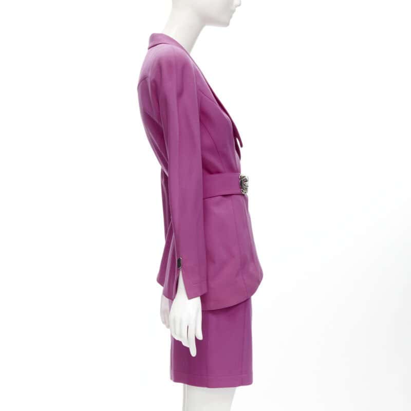 Thierry Mugler Pink Curved Blazer Pink Wool Very good - Model View