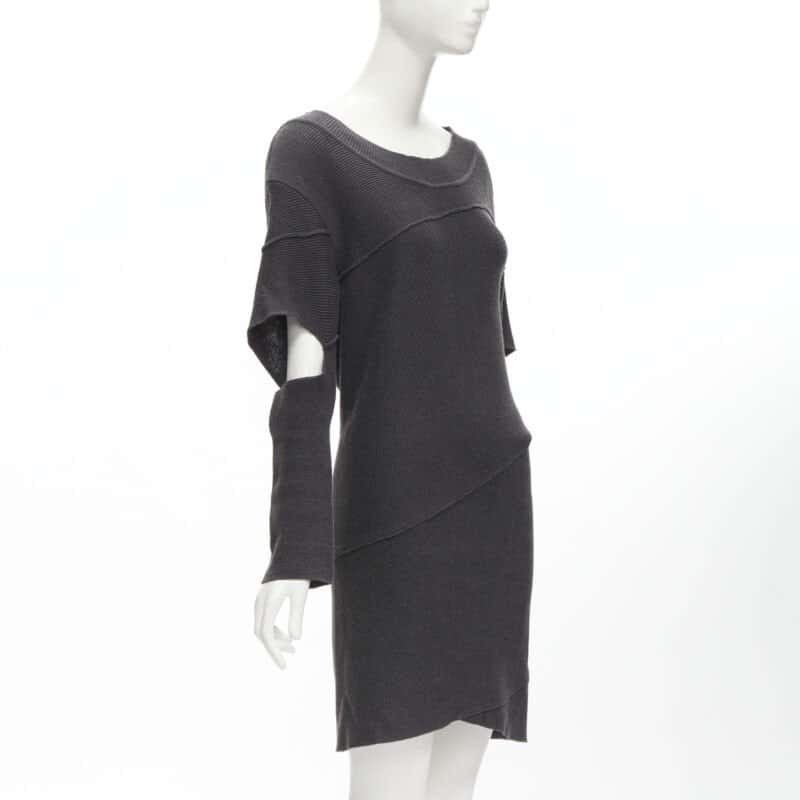 Issey Miyake Bias Cutout Dress Grey Cotton Good - Inside View