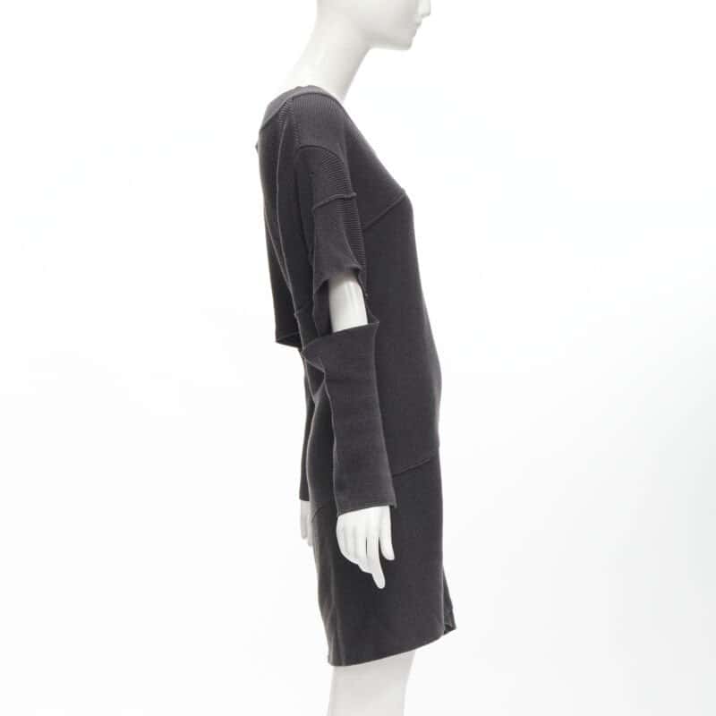 Issey Miyake Bias Cutout Dress Grey Cotton Good - Model View