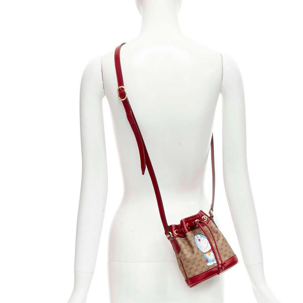 Gucci Doraemon GG Bucket Bag Brown Never worn, with tag - Front View