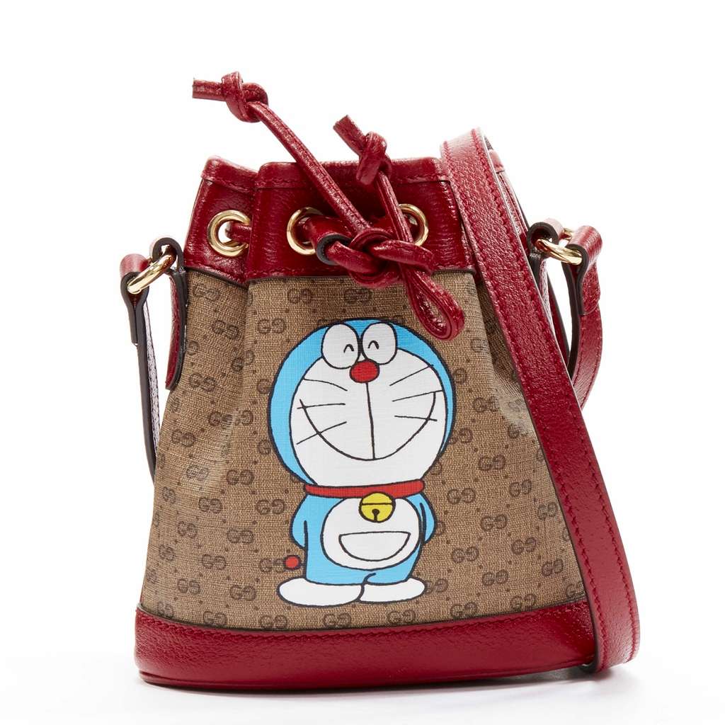 Gucci Doraemon GG Bucket Bag Brown Never worn, with tag - Back View