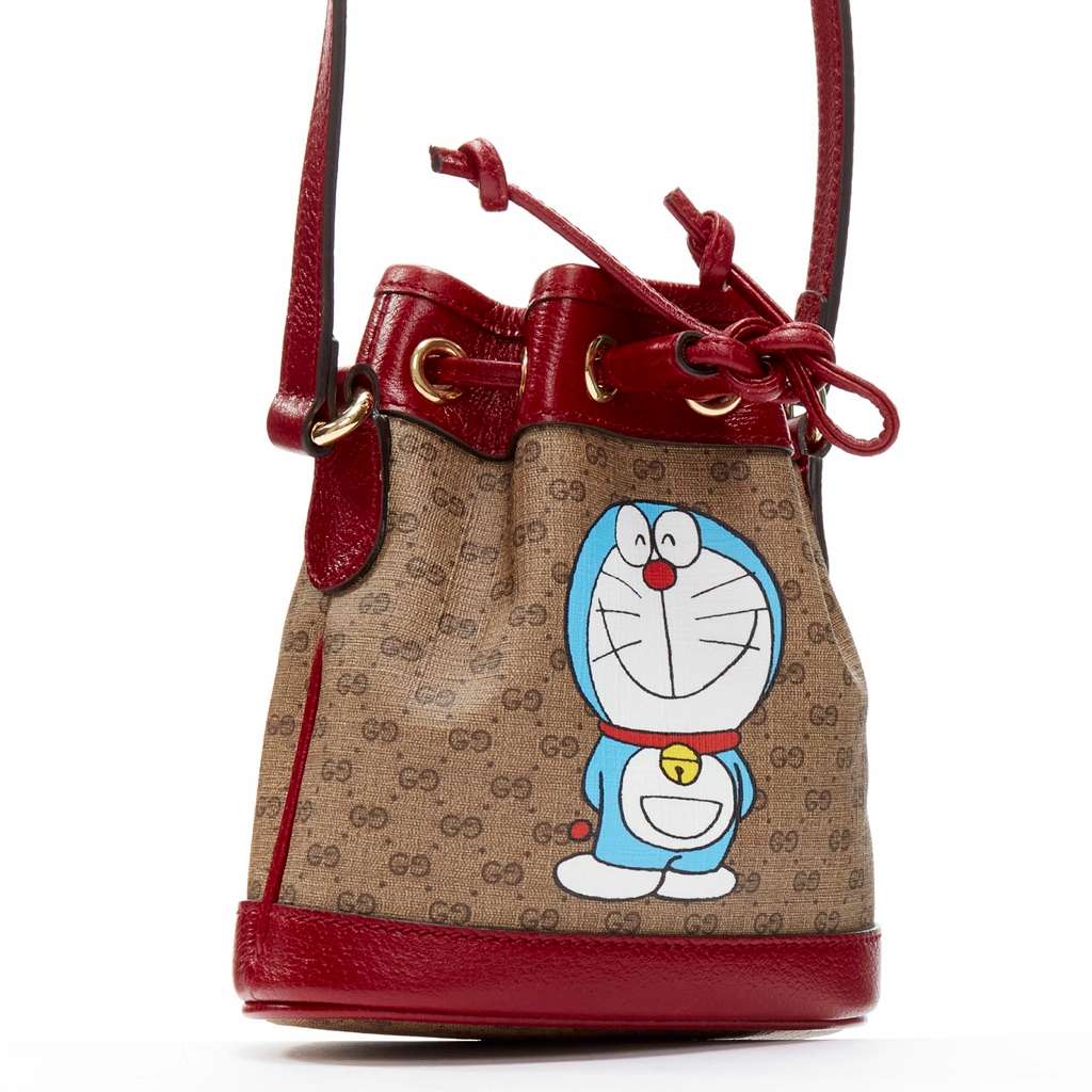 Gucci Doraemon GG Bucket Bag Brown Never worn, with tag - Inside View