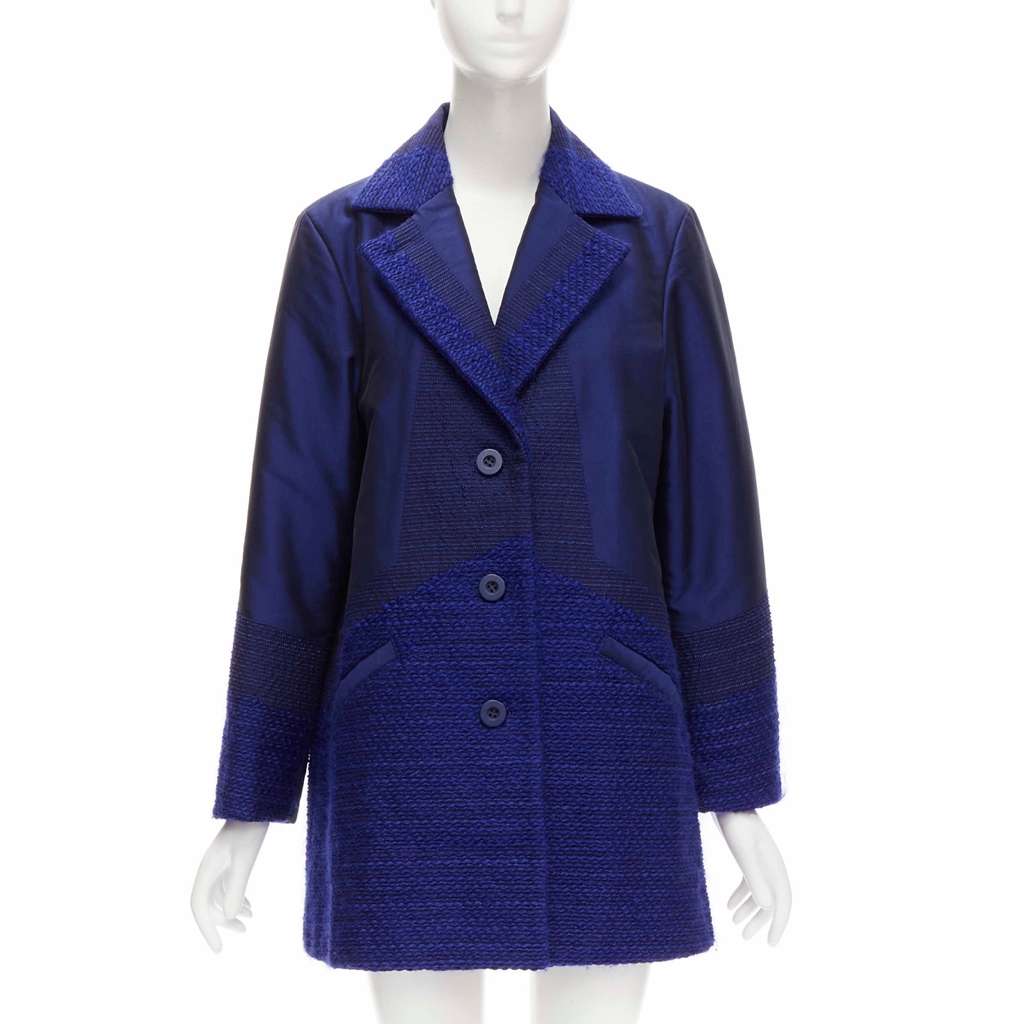 Issey Miyake Blue Tweed Coat Blue Cotton Never worn - Inside View