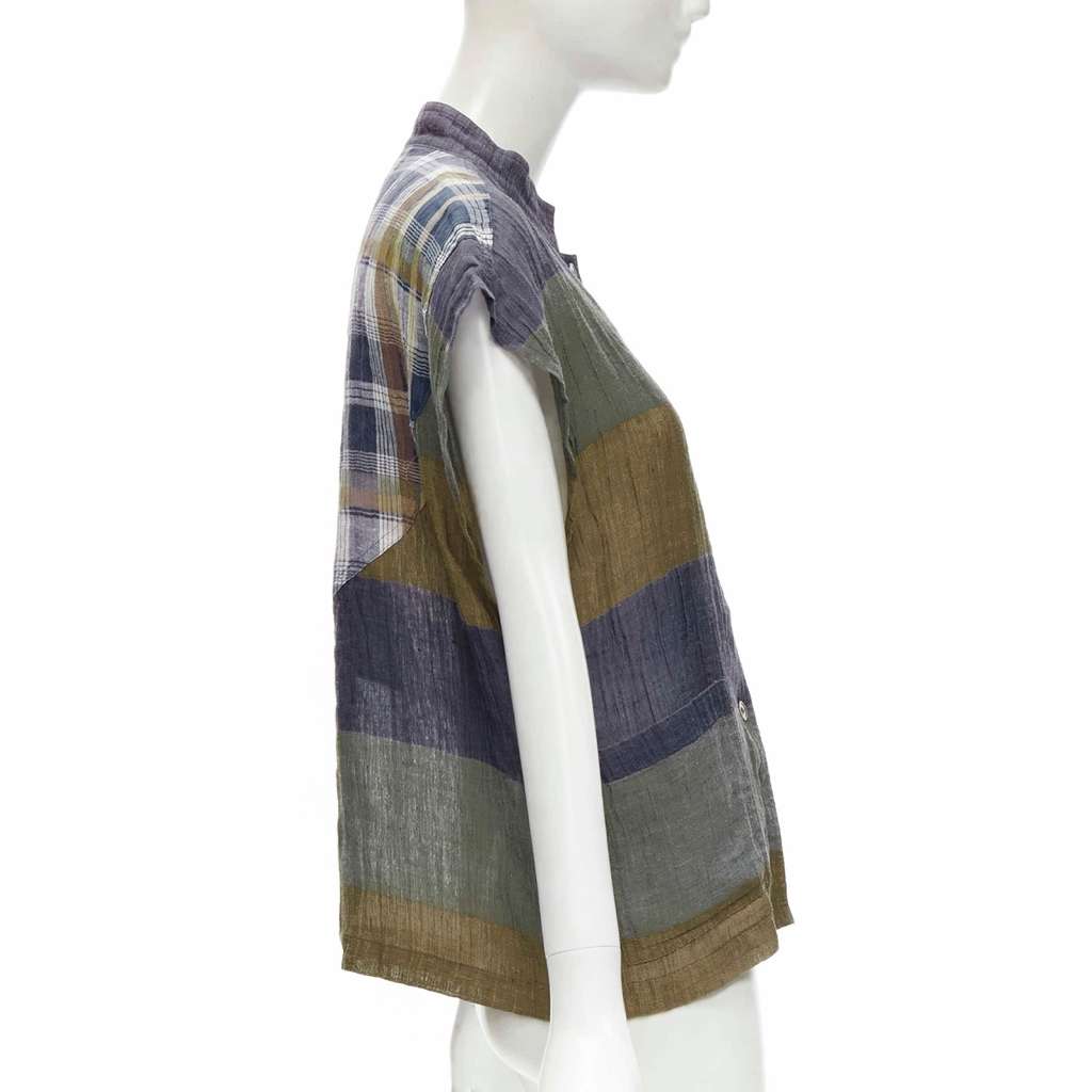 Issey Miyake Check Patchwork Vest MultiColor Linen Good - Box View