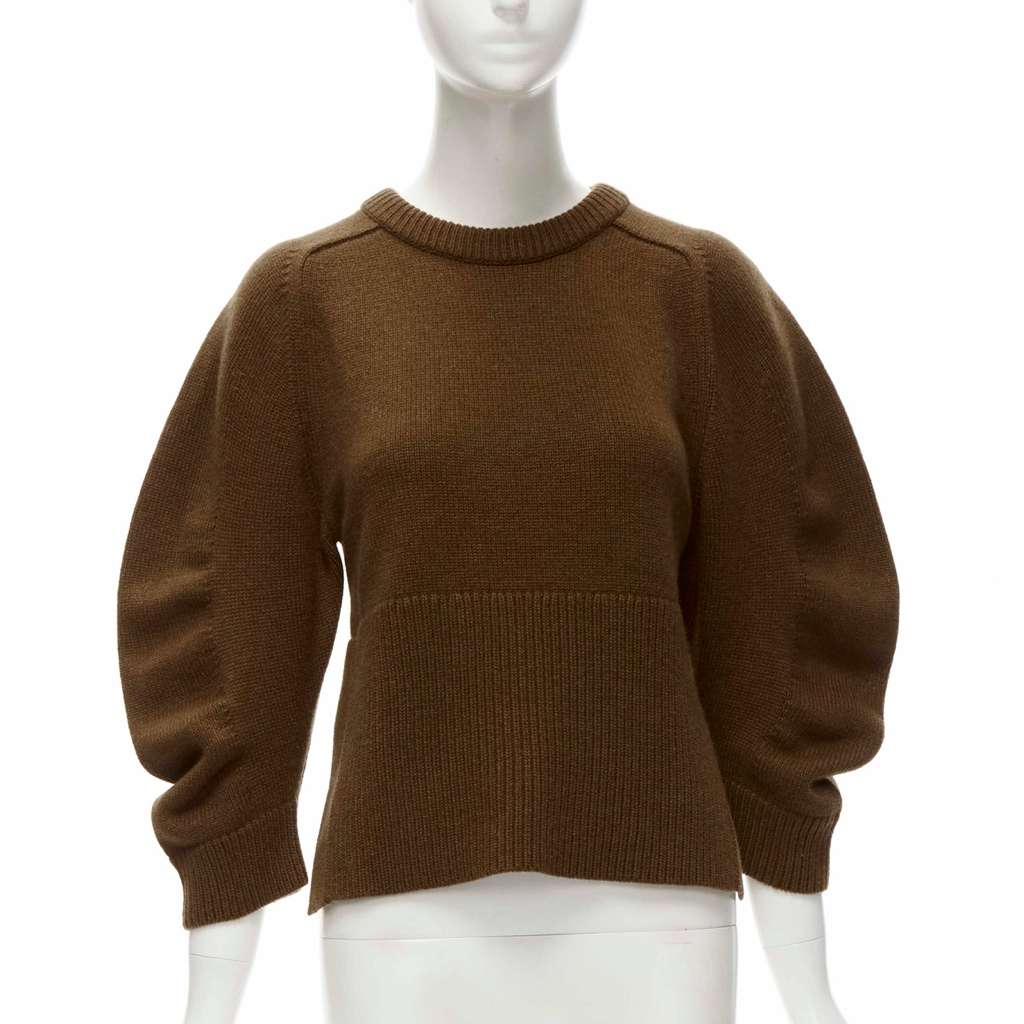 Chloé Puff Sleeve Sweater Brown Cashmere Never worn - Front View