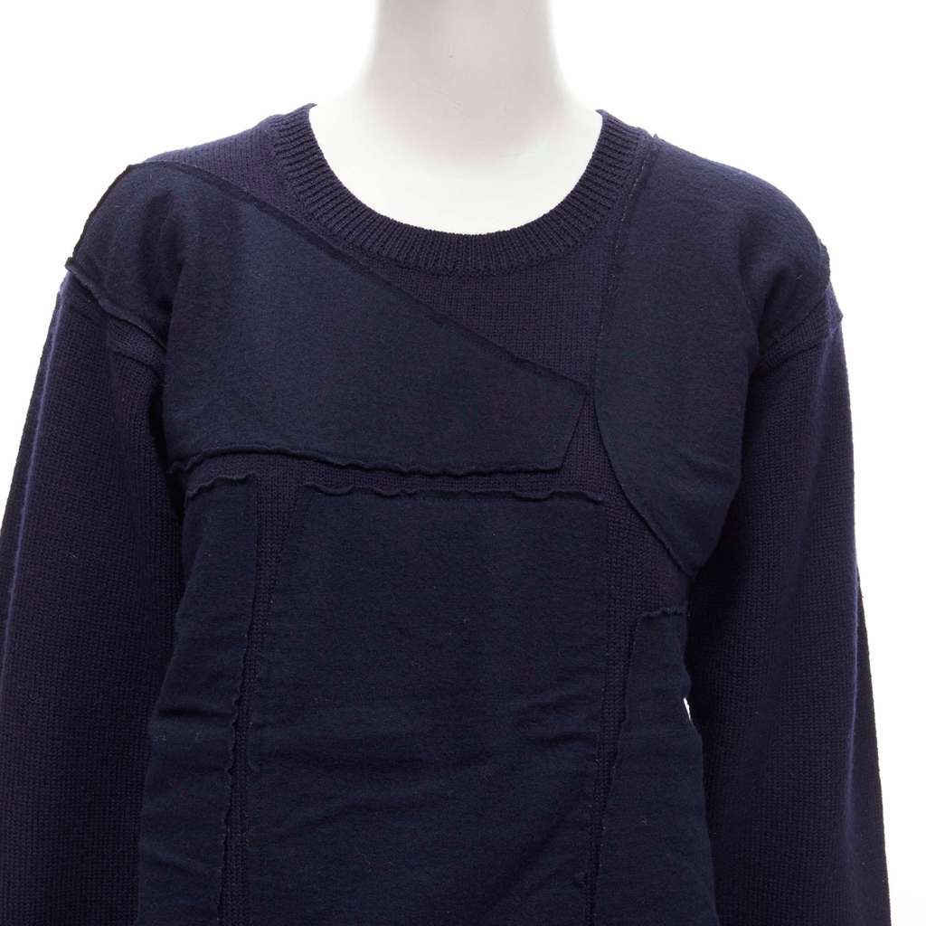 Comme Des Garcons Patchwork Wool Sweater Blue Wool Very good - Back View