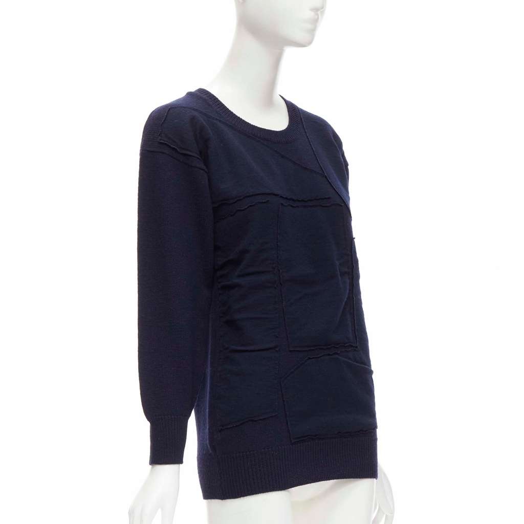 Comme Des Garcons Patchwork Wool Sweater Blue Wool Very good - Inside View