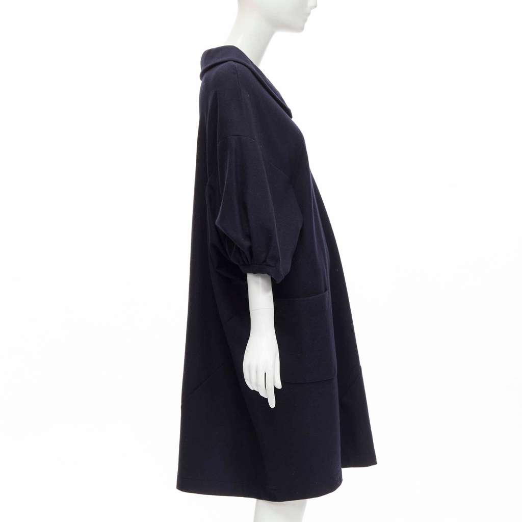 Comme Des Garcons Peterpan Collar Dress Navy Wool Never worn - Model View