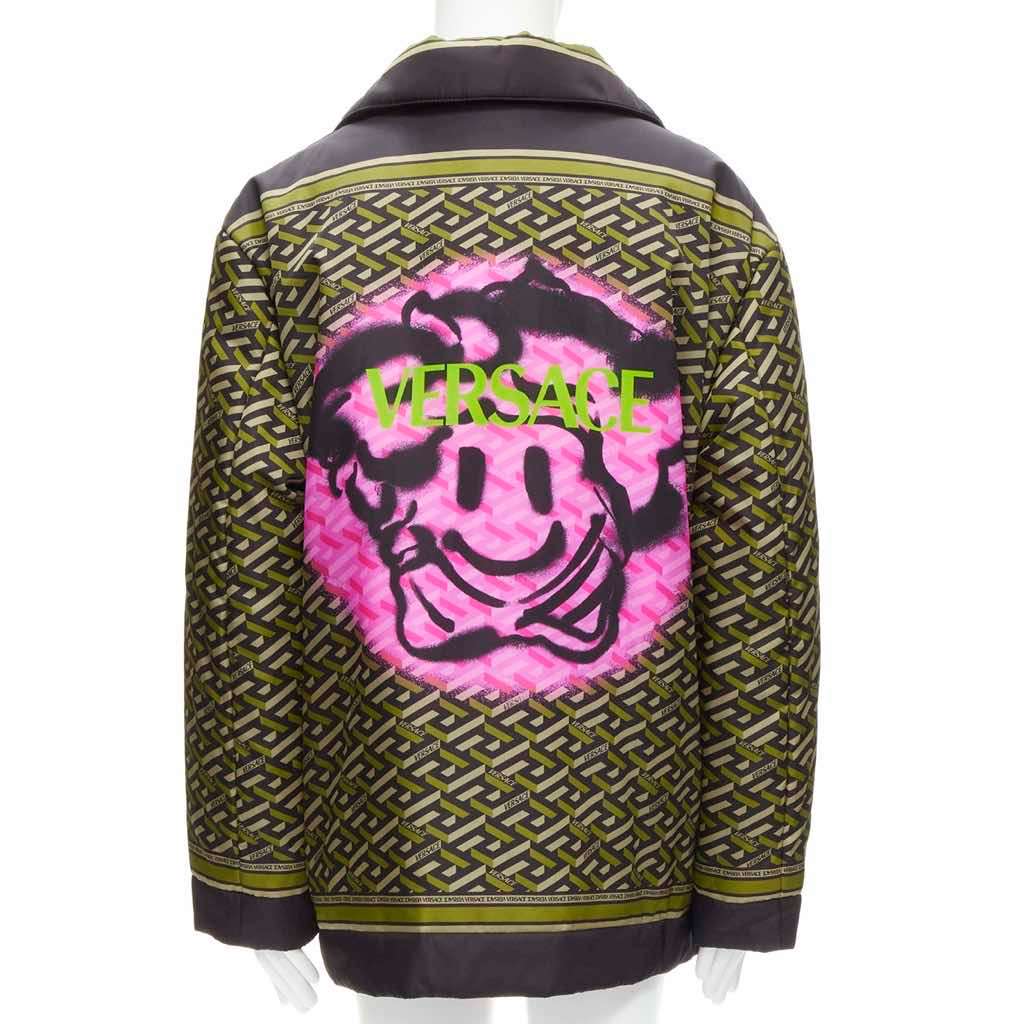 Versace Green Padded Coat Green Polyamide Never worn, with tag - Front View