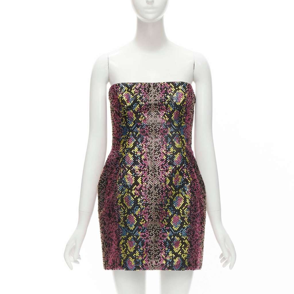 Versace Scaled Crystal Dress Pink Polyester Never worn, with tag - Front View