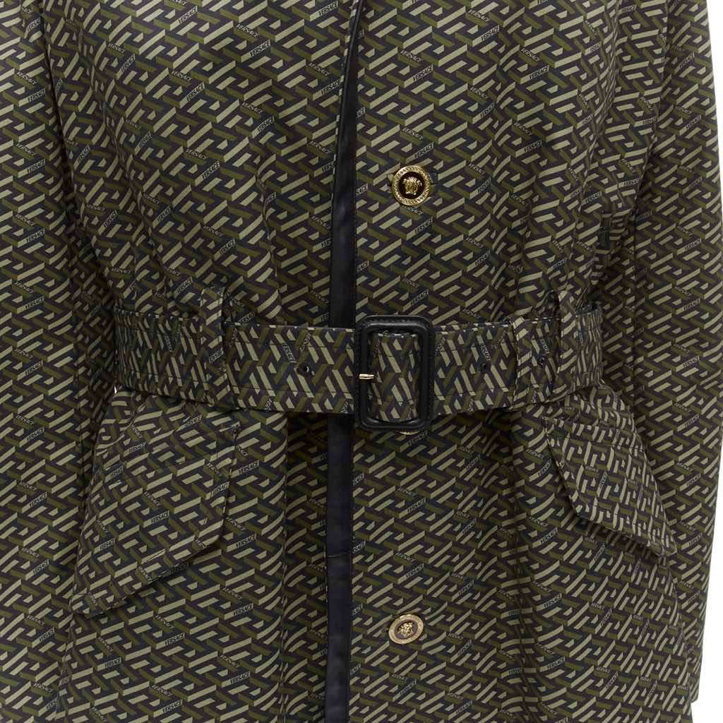 Versace Green Leather Trench Green Cotton Never worn, with tag - Back View