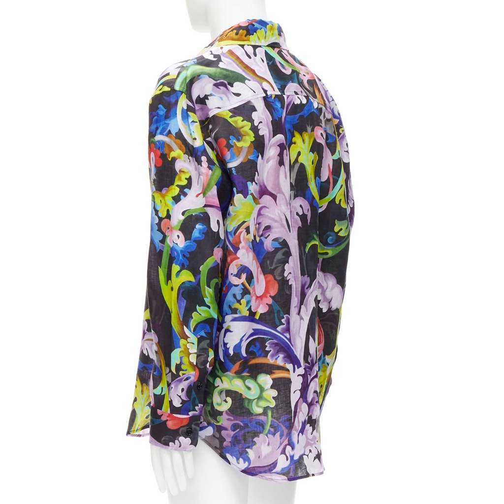 Versace Baroque Floral Shirt MultiColor Linen Never worn, with tag - Box View