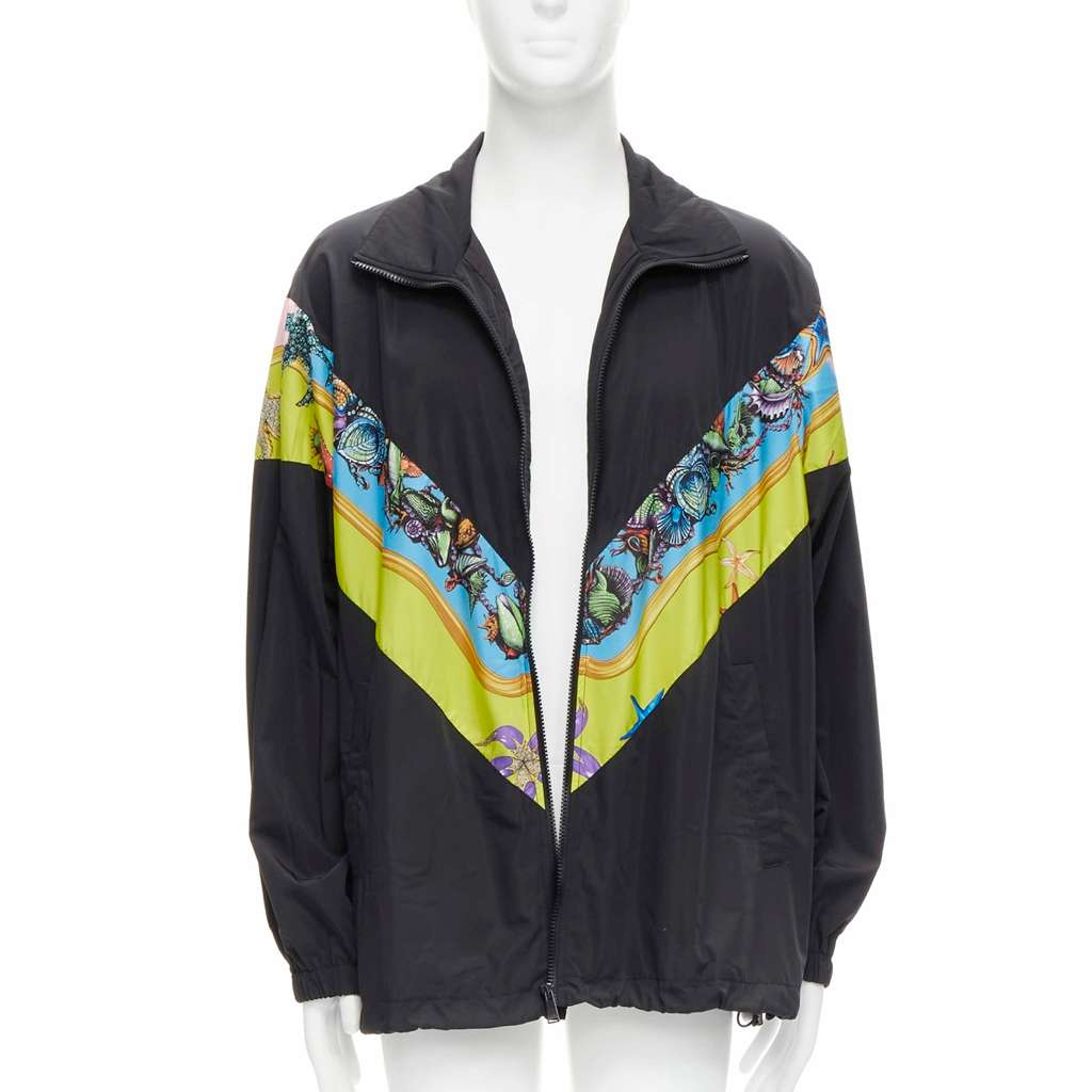 Versace Black Starfish Jacket Black Polyester Never worn, with tag - Front View