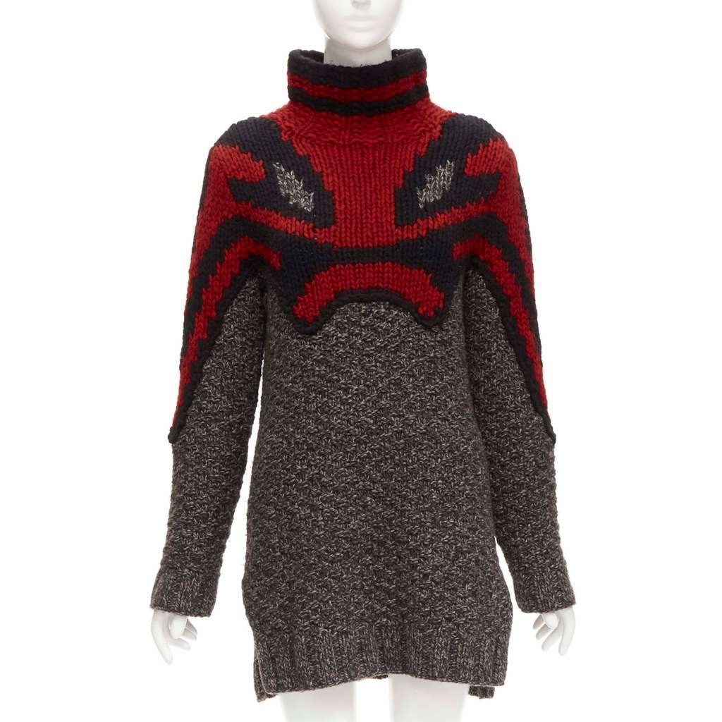 Celine Abstract Knit Dress Red Wool Never worn - Inside View