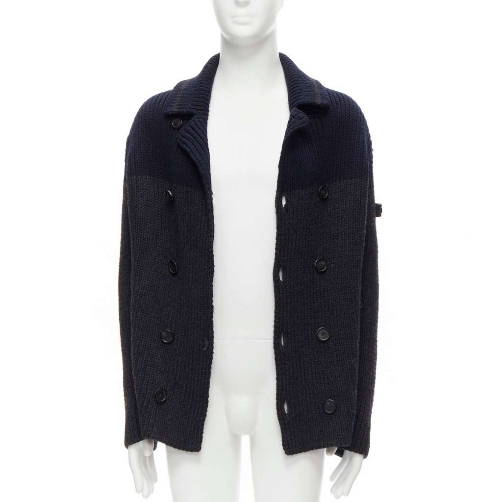 Prada Sailor Collar Cardigan Grey Wool Very good - Inside View