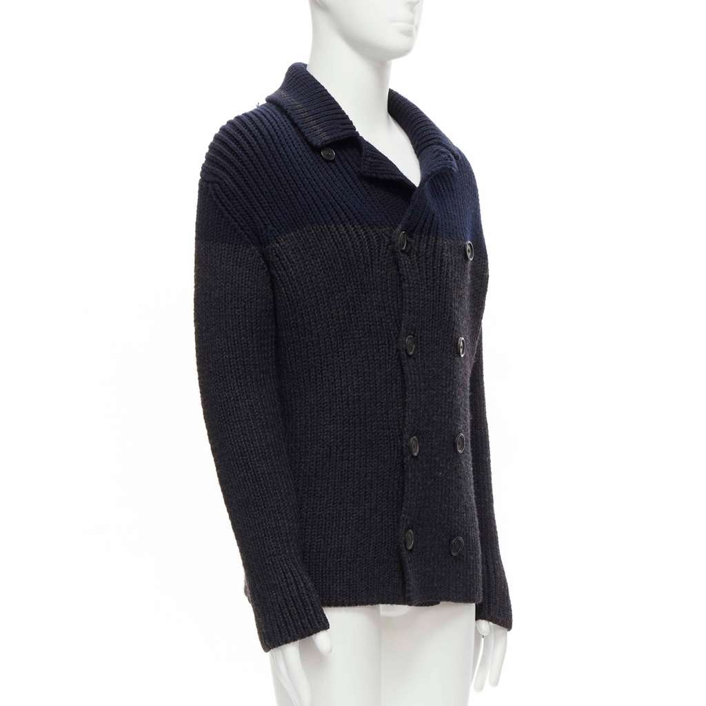Prada Sailor Collar Cardigan Grey Wool Very good - Model View