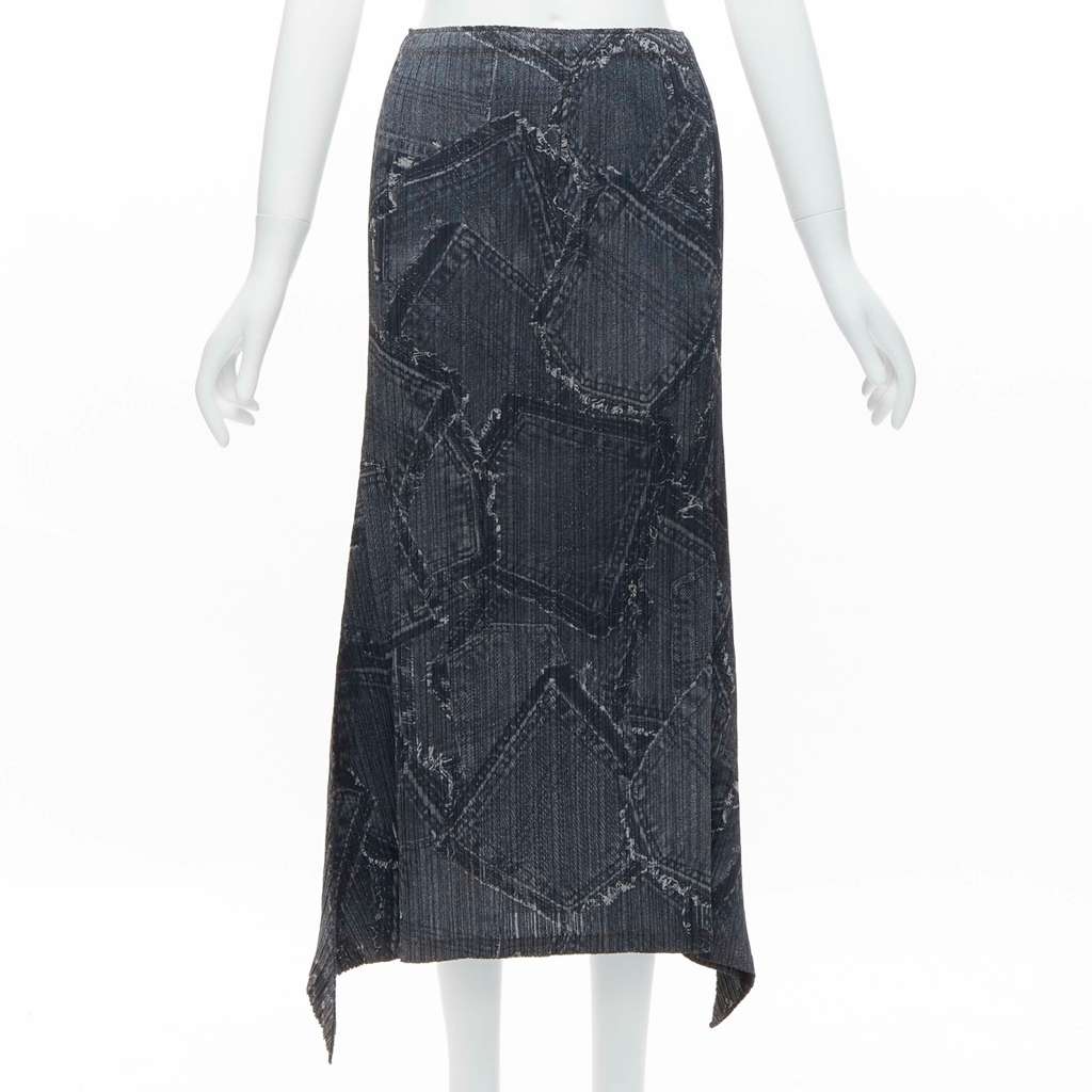 Issey Miyake Denim Pleated Skirt Blue Polyester Never worn - Front View