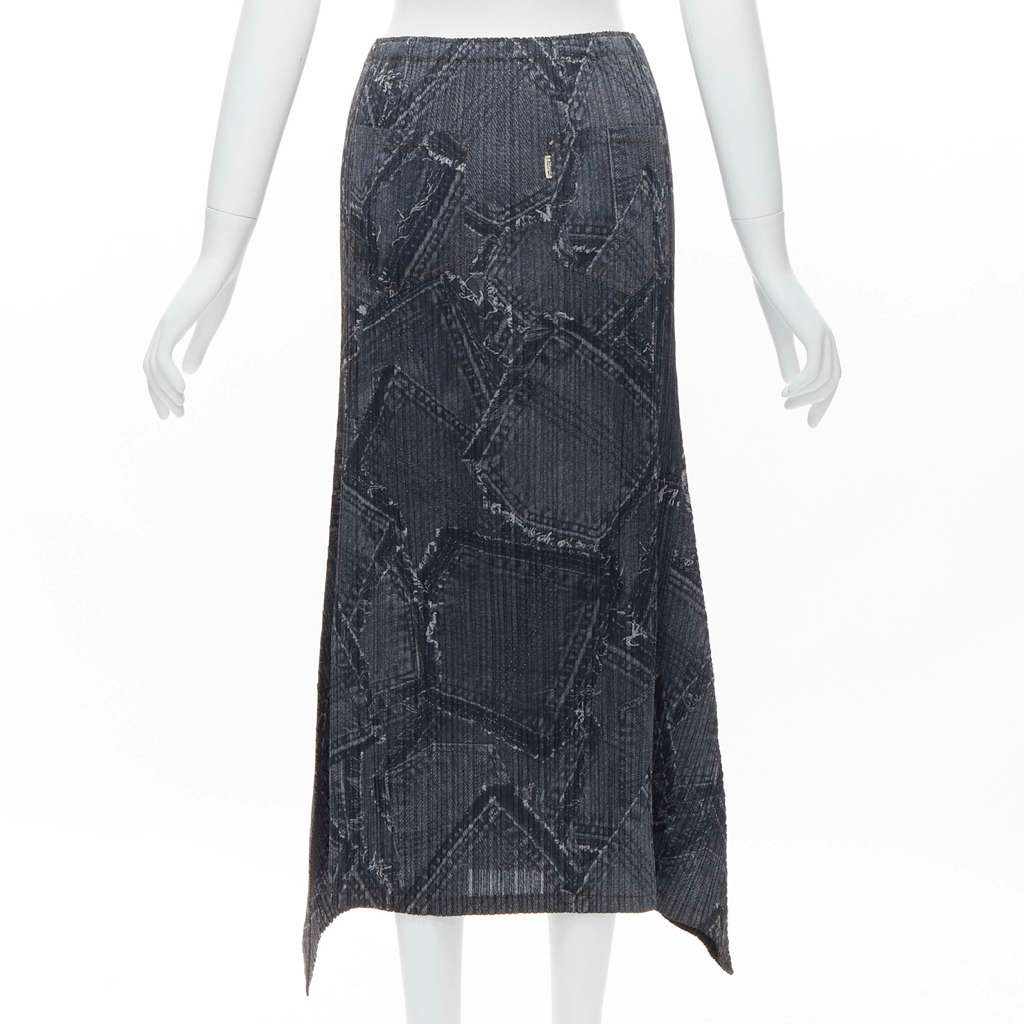 Issey Miyake Denim Pleated Skirt Blue Polyester Never worn - Box View