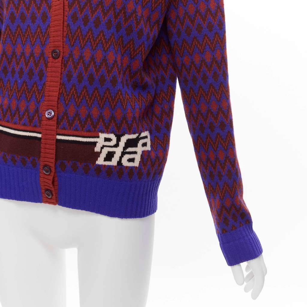 Prada Racing Logo Cardigan Red Wool Very good - Back View