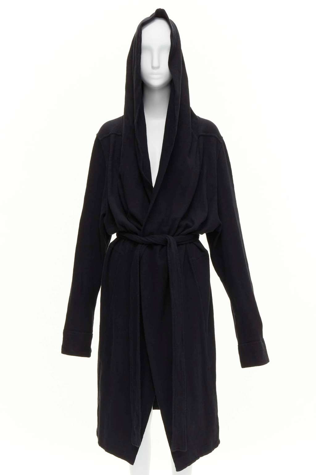Rick Owens Black Hooded Robe Black Cotton Very good condition - Front View