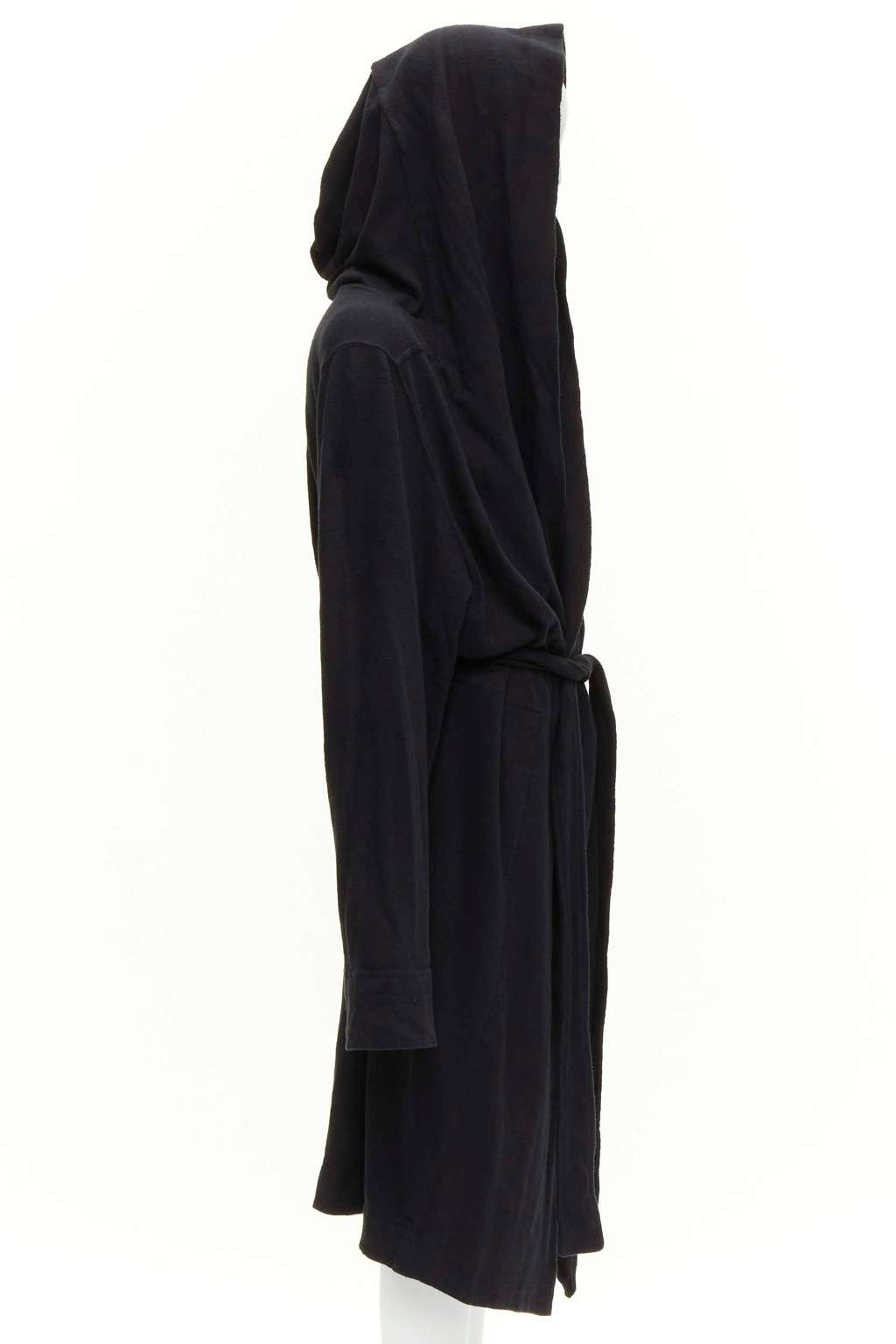 Rick Owens Black Hooded Robe Black Cotton Very good condition - Model View