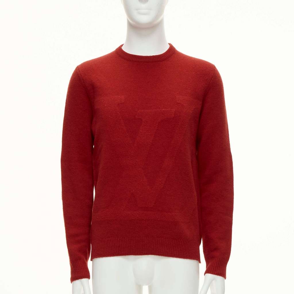 Louis Vuitton Logo Crew Sweater Red Wool Very good - Front View