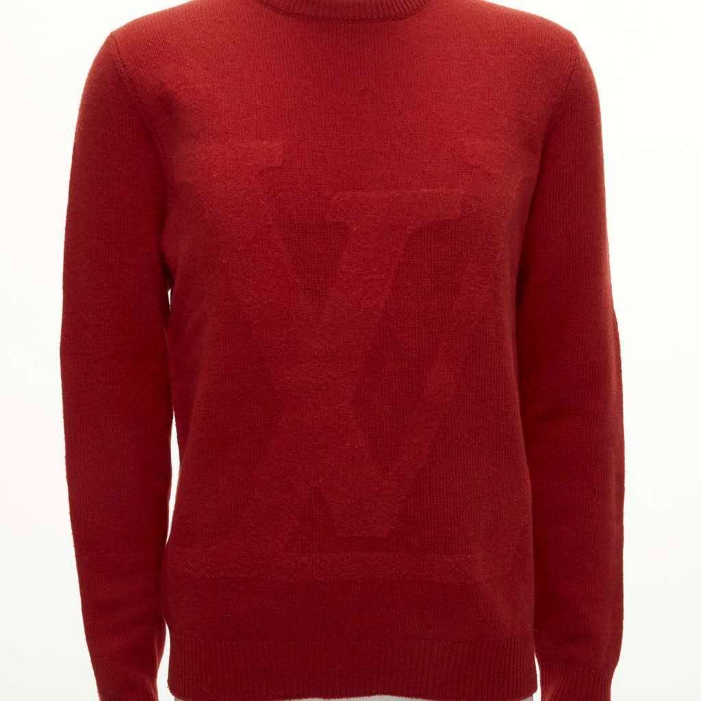Louis Vuitton Logo Crew Sweater Red Wool Very good - Back View