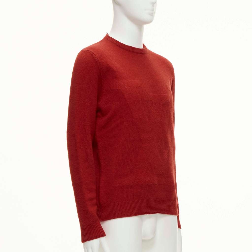 Louis Vuitton Logo Crew Sweater Red Wool Very good - Inside View