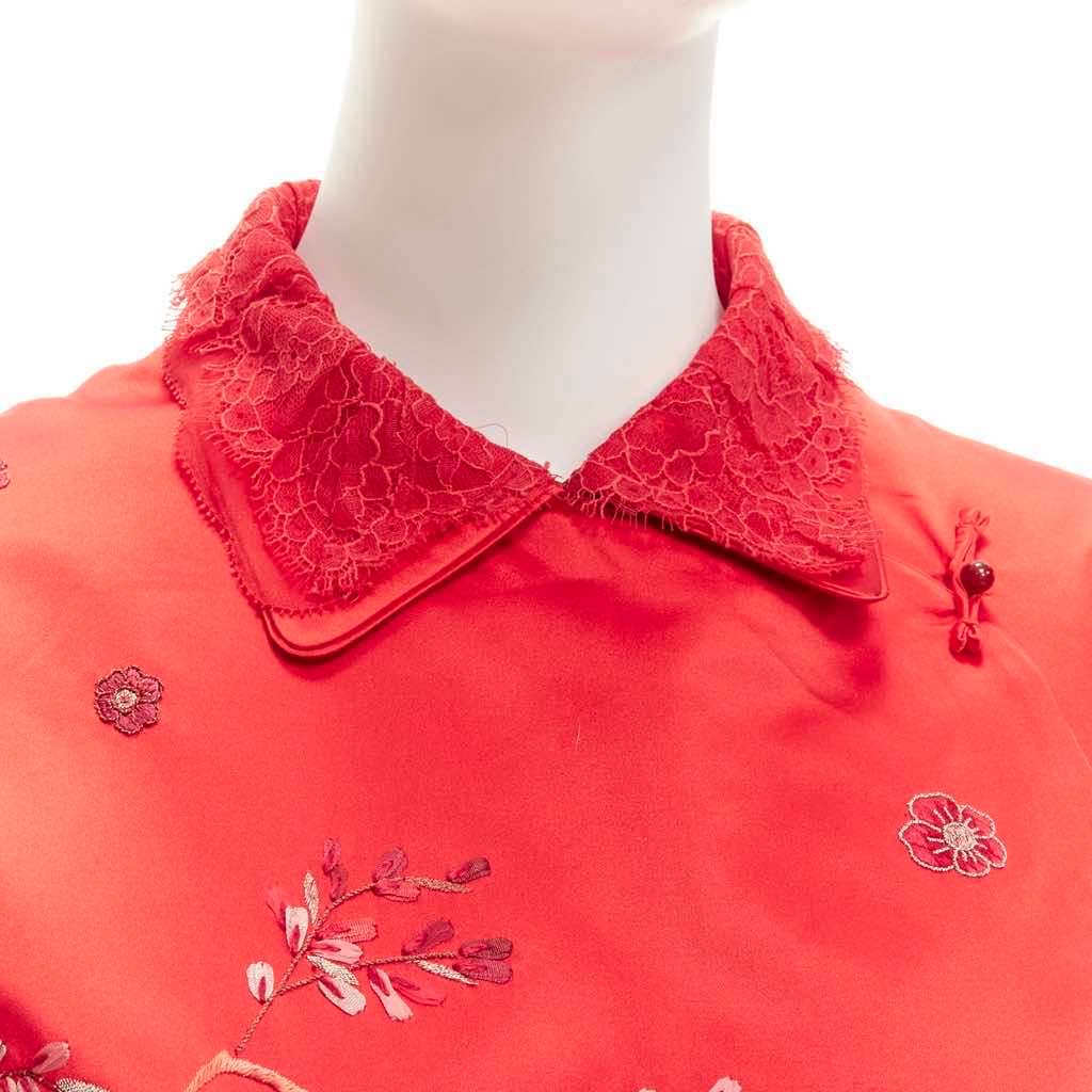 Shiatzy Chen Red Silk Qipao Top Red Silk Very good - Back View