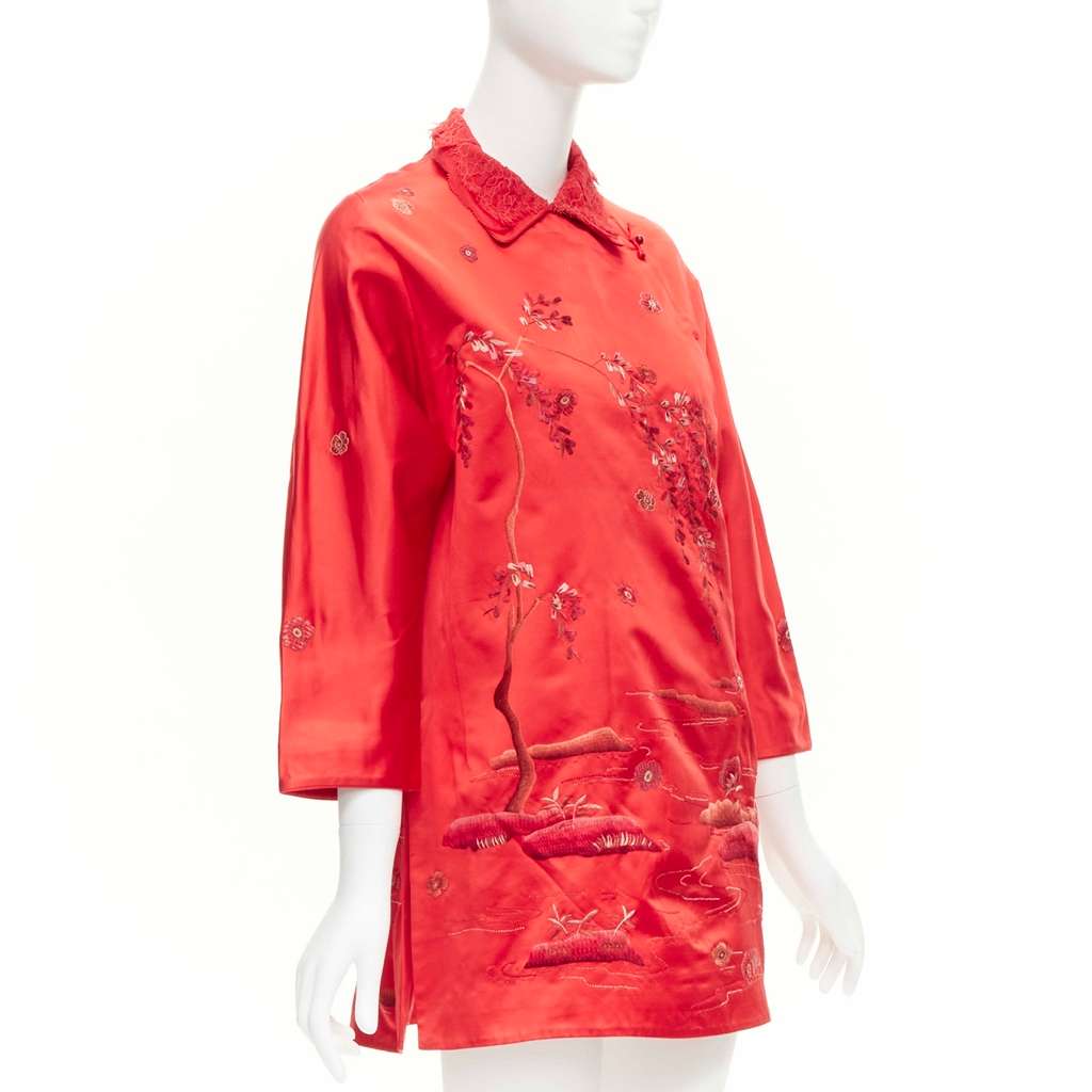 Shiatzy Chen Red Silk Qipao Top Red Silk Very good - Inside View