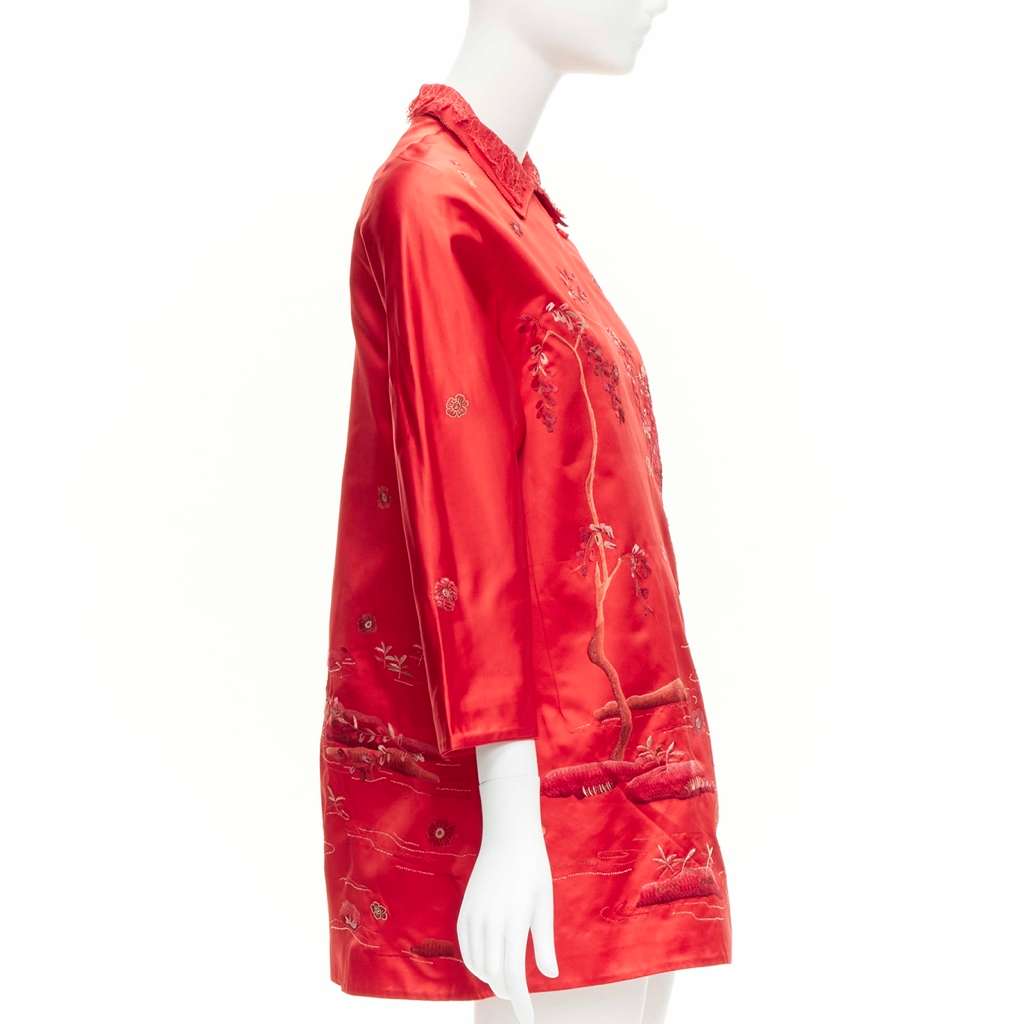 Shiatzy Chen Red Silk Qipao Top Red Silk Very good - Model View