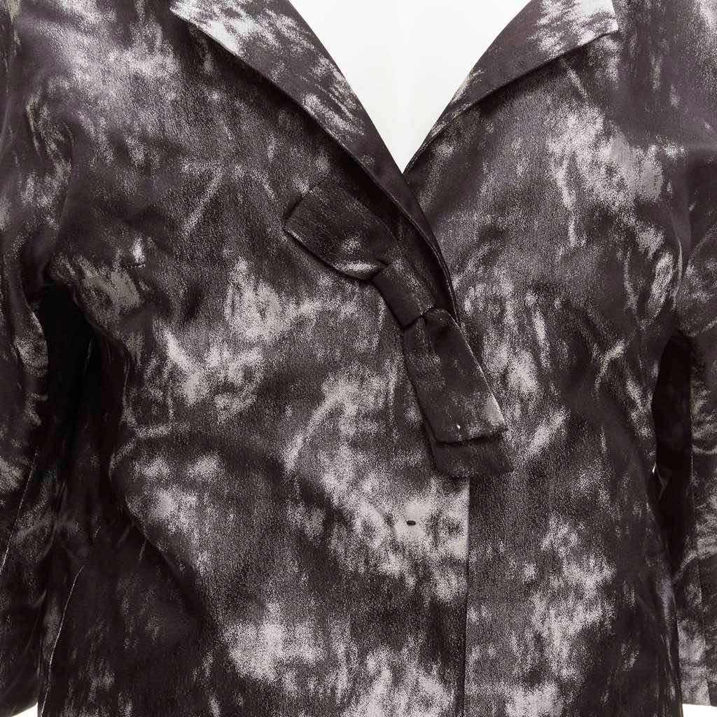Shiatzy Chen Grey Cocoon Jacket Black Silk Never worn - Back View