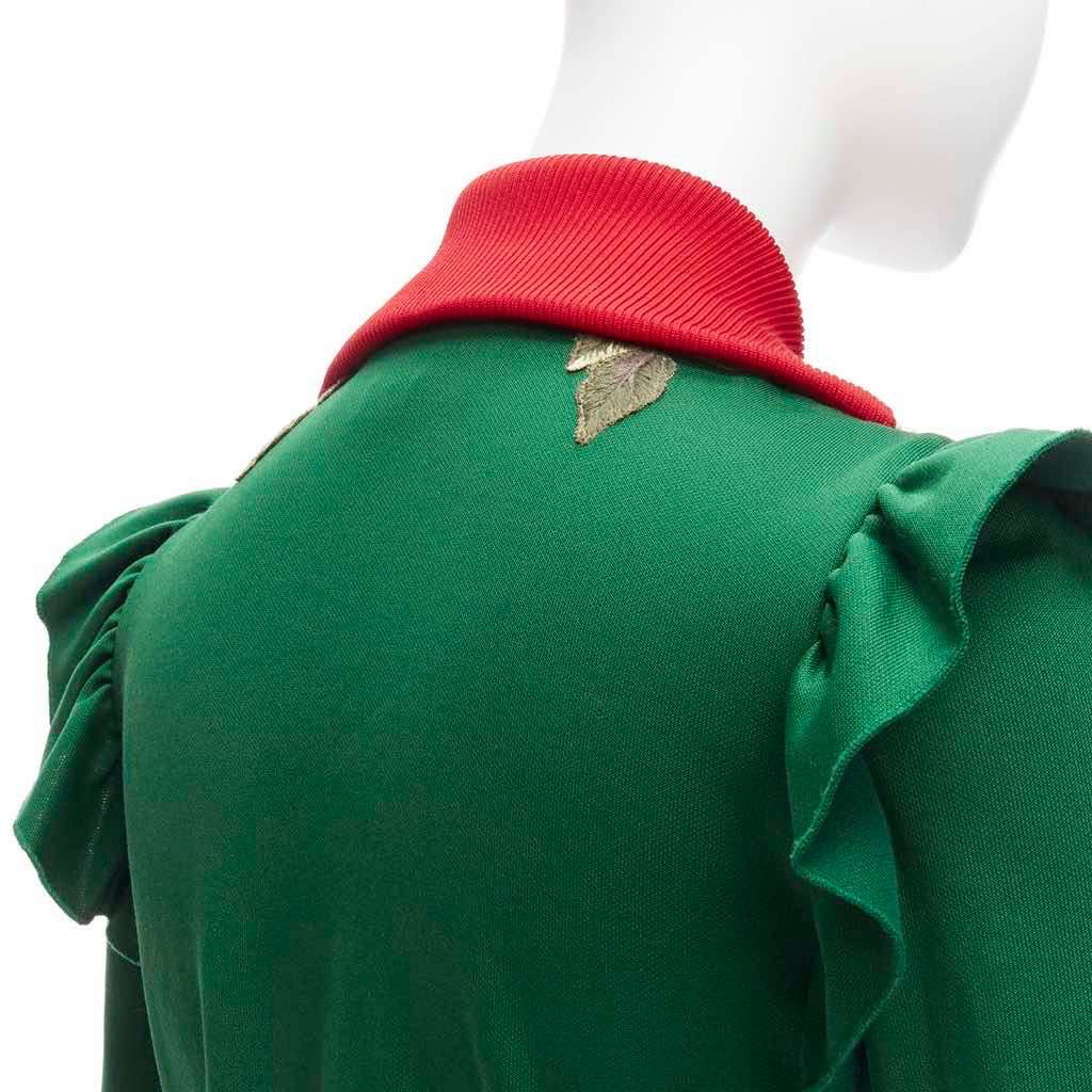 Gucci Floral Ruffled Jacket Green Polyester Very good - Back View