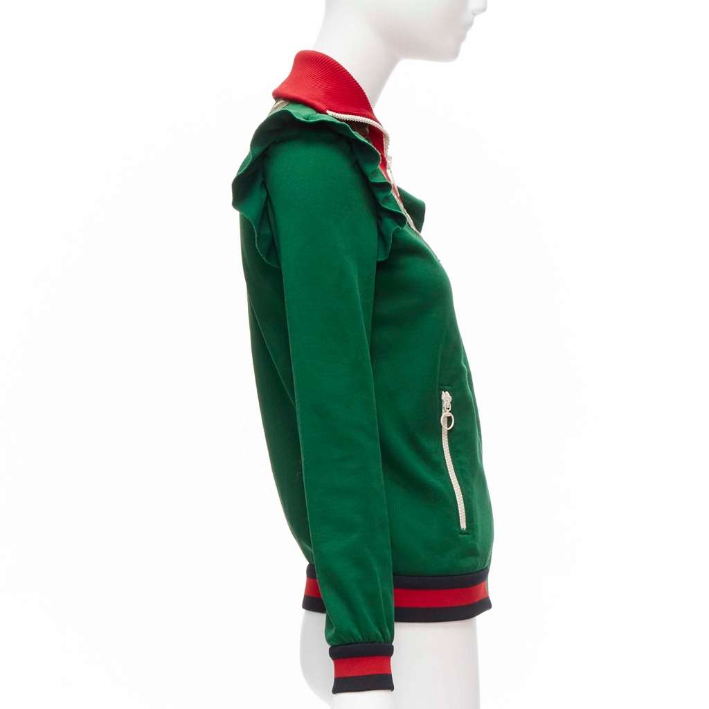 Gucci Floral Ruffled Jacket Green Polyester Very good - Box View