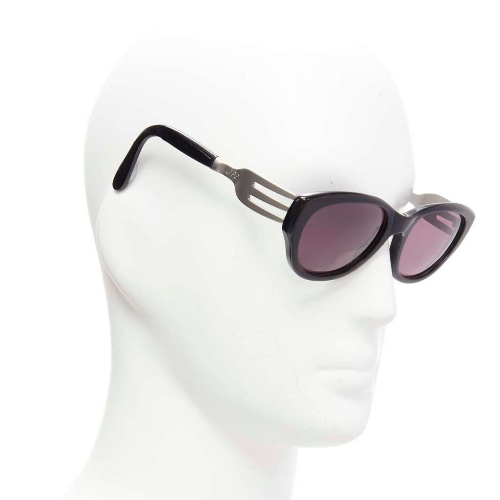 Jean Paul Gaultier Fork Temple Glasses Black Metal Fair - Front View