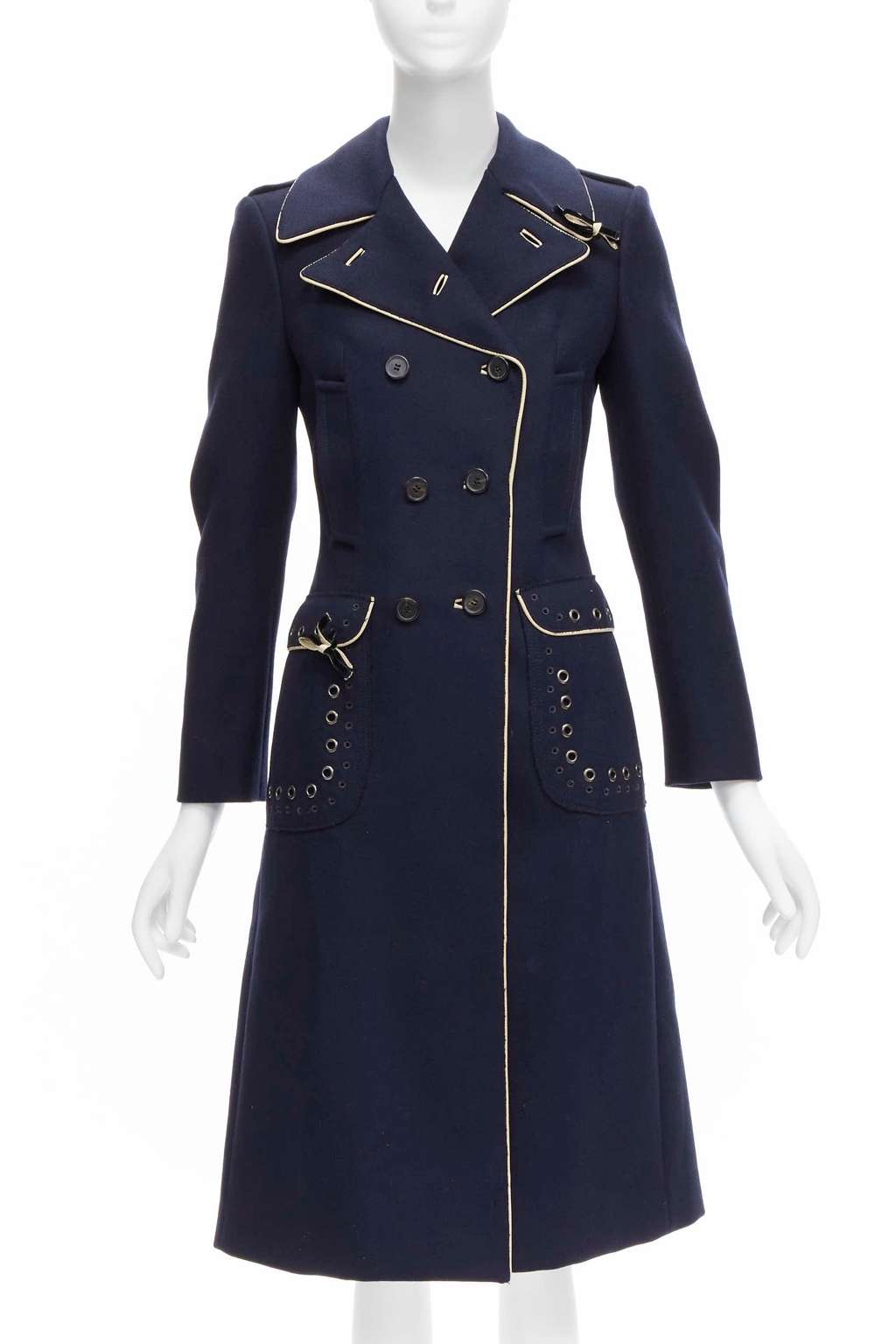 Prada Navy Officer Coat Navy Wool Very good - Inside View