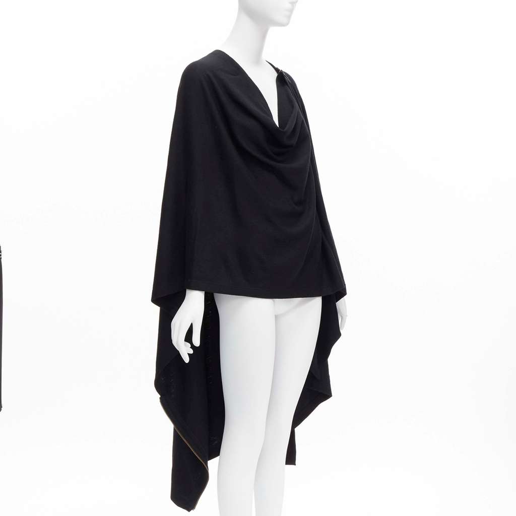 Issey Miyake Black Draped Coat Black Wool Never worn - Front View