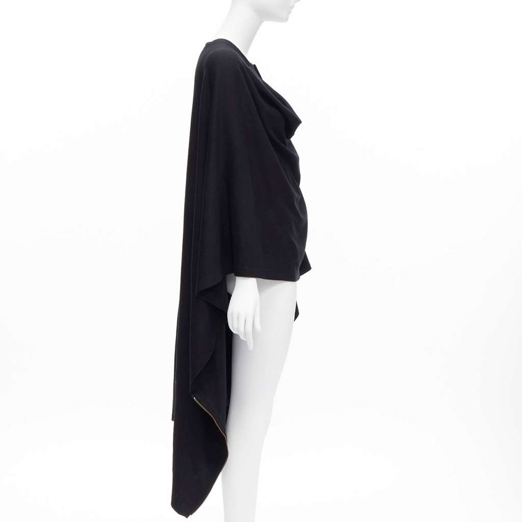 Issey Miyake Black Draped Coat Black Wool Never worn - Model View
