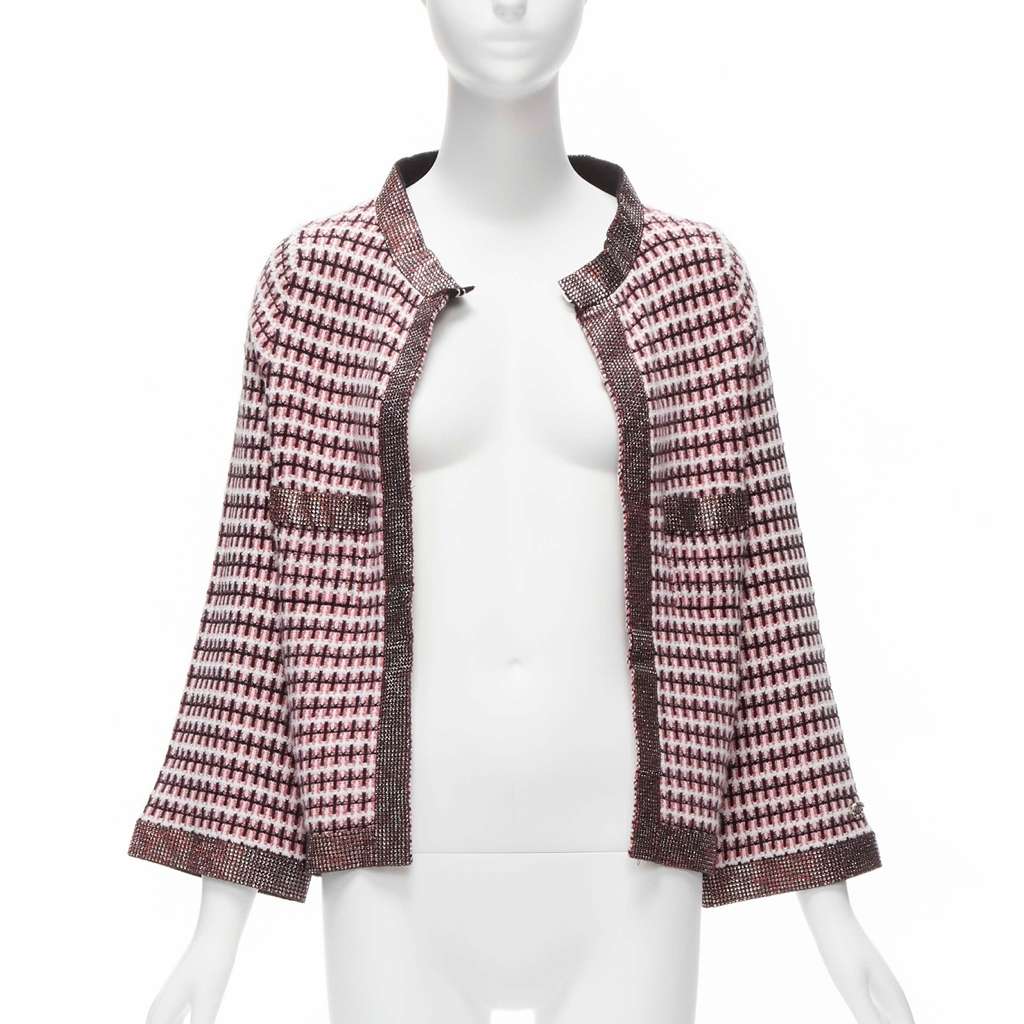 Chanel Crystal Trim Cardigan Pink Cashmere Never worn - Inside View