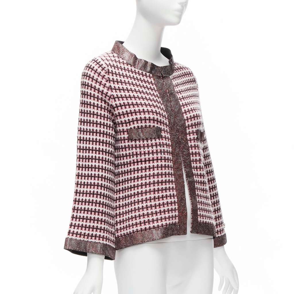 Chanel Crystal Trim Cardigan Pink Cashmere Never worn - Model View