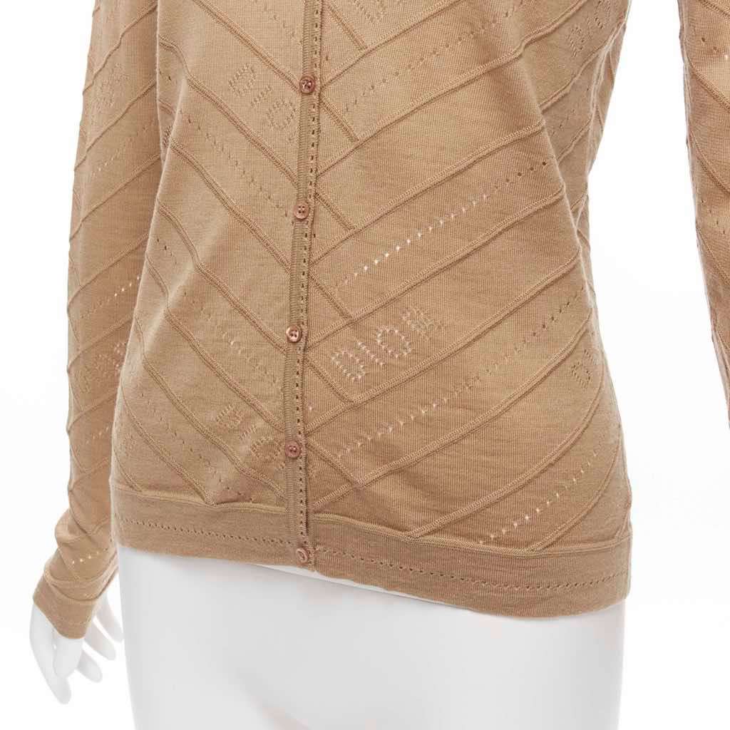 Christian Dior Logo Knit Cardigan Beige Wool Never worn - Back View
