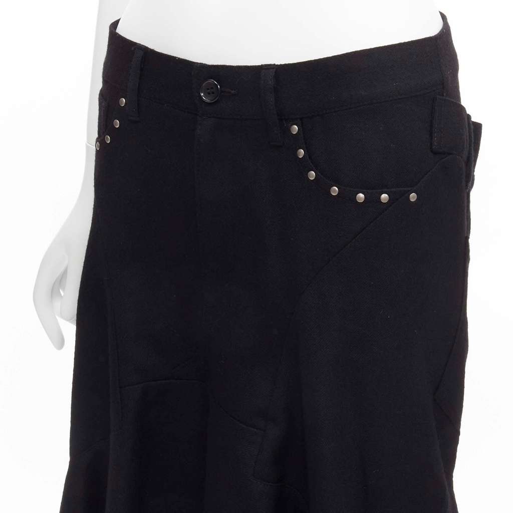 Junya Watanabe Polka Dot Skirt Black Wool Never worn - Back View