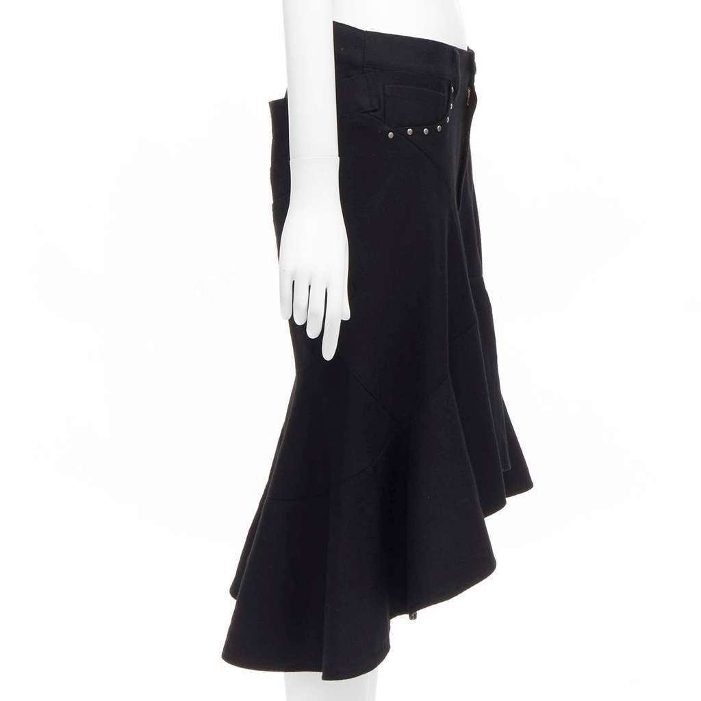 Junya Watanabe Polka Dot Skirt Black Wool Never worn - Model View