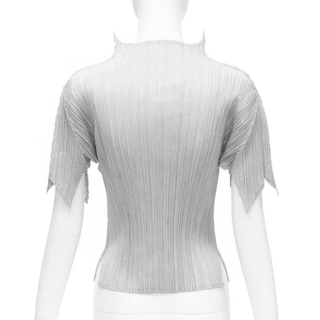 Issey Miyake Spike Pleats Top Silver Polyester Never worn - Box View
