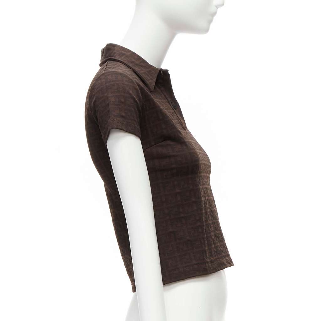 Fendi Zucca Polo Top Brown Polyamide Very good - Model View