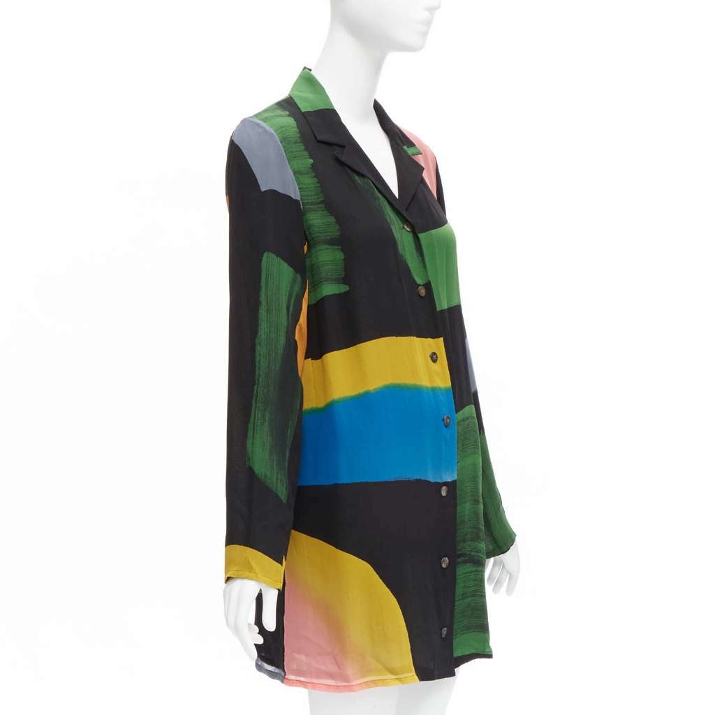 Issey Miyake Brush Print Shirt MultiColor Silk Never worn - Model View