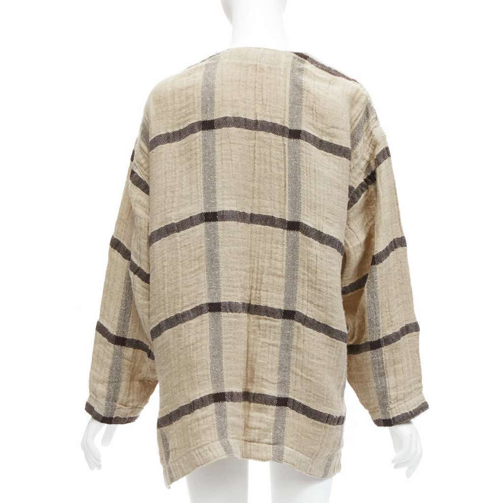 Issey Miyake Beige Crinkle Coat Beige Linen Very good - Box View