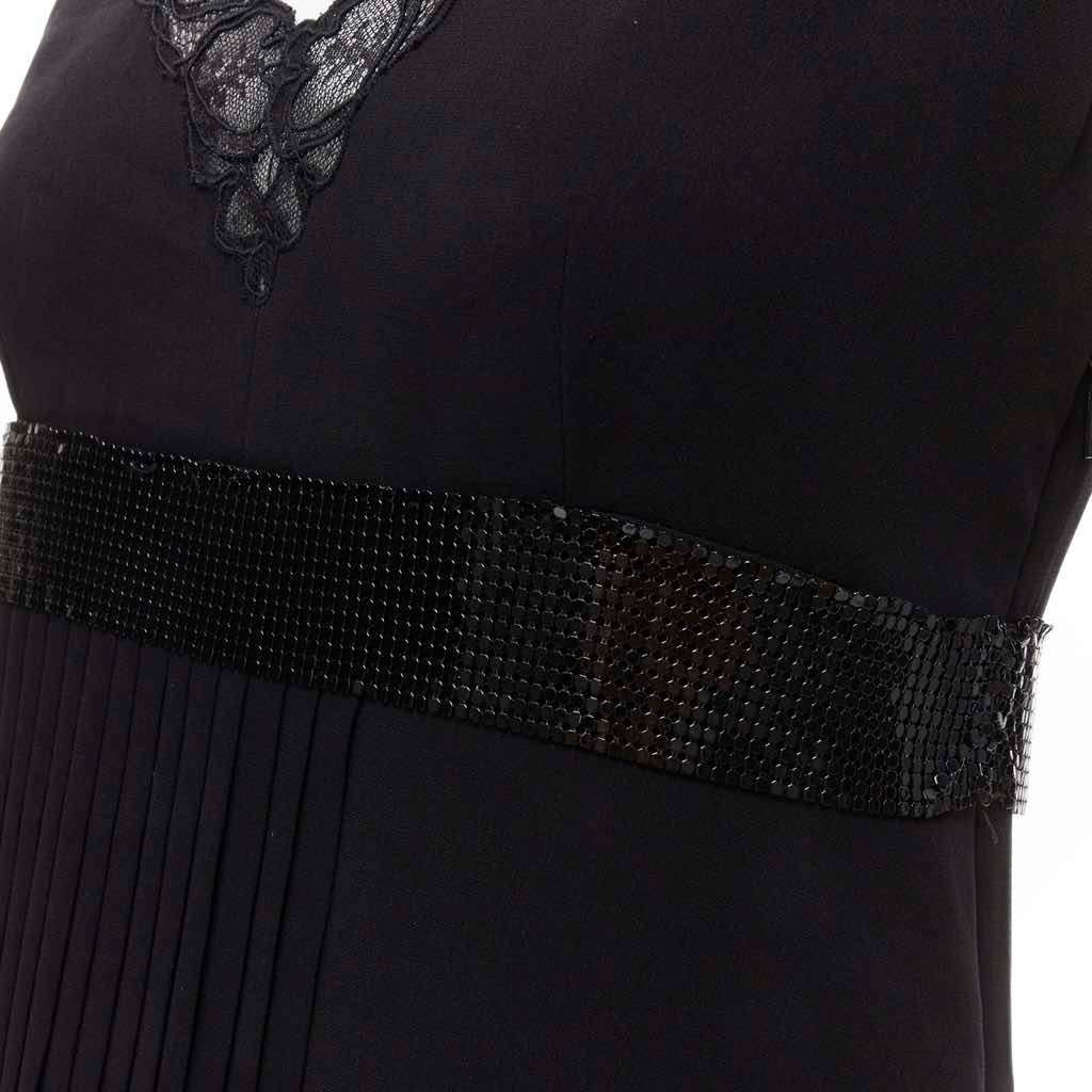 Versace Chainmail Trim Dress Black Silk Never worn - Back View
