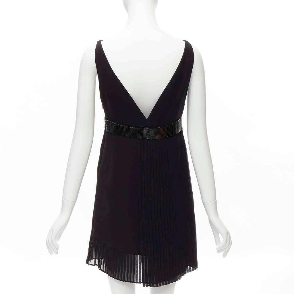 Versace Chainmail Trim Dress Black Silk Never worn - Box View